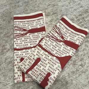 2 Williams Sonoma Red Kitchen Linens Tea Towels new without tags